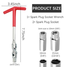 YGDMD Spark Plug Wrench Set with 21mm 13/16" & 16mm 5/8" Spark Plug Socket,180° Swivelling Sparks Plugs Removal Tool with Non-Slip T-Handle,Universal Sparks Plugs Tools for Most Vehicles