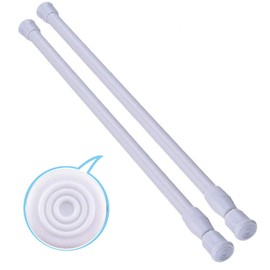 Tension Rods 15.7 in to 28 Small Adjustable Curtain Window Rods in Extendable Telescopic Width Spring Cupboard Bars for Kitchen Utensils, Closet,Cabinet,Fit in The Spaces to Stay Up,2 (white)