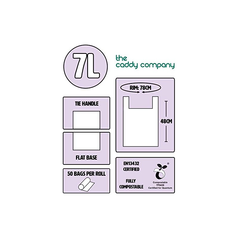 The Caddy Company 7 Litre Tie Handle Compostable Kitchen Caddy