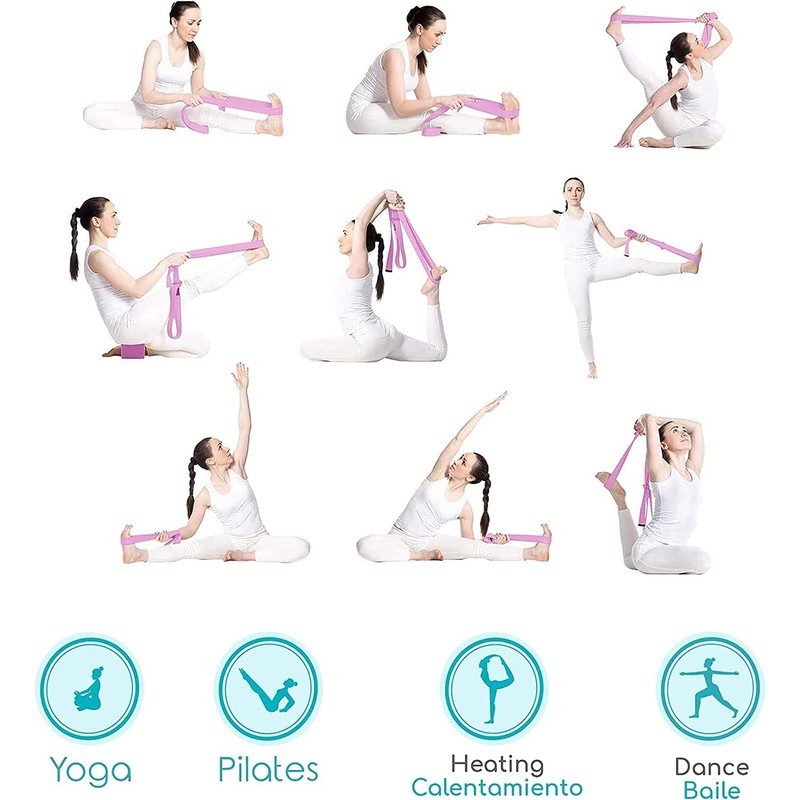 Yoga Strap de 2.5m,Correa de Yoga con Hebillas,Correa de algodón