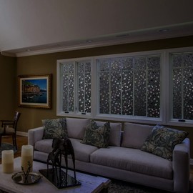 LEMON CLOUD Total Blackout Window Privacy Film,Decorative Window Film, Darkening Frosted Glass Covering 100% Opaque Removable Static Cling for High Privacy, Black Rubble Design(17.5 x 78.7 Inch)