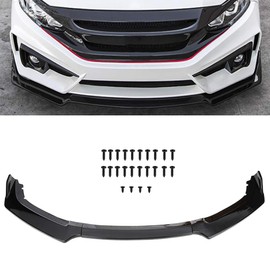 ECCPP 3pcs Front Bumper Lip Splitter fit for compatible with 2016-2019 for Honda Civic Hatchback Glossy Black Trim Protection Splitter Spoiler