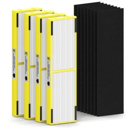 SAKEGDY 4 Packs FLT4825 HEPA Replacement Filter B Compatible with Ge-Guardian Air Cleaner Purifier AC4825 AC4300 AC4800 AC4900 AC4850, 4 Pack HEPA Filter B with 8 Carbon Filters