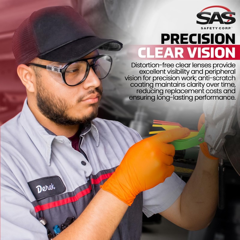 SAS Safety 5125 Classic Safety Glasses with Polybag, Black Frame/Clear