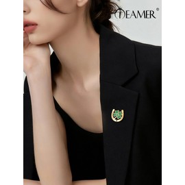 TEAMER Horseshoe Four Leaf Clover Brooch Pins Irish Good Luck Shamrock Brooch Happiness Symbol Lucky Jewelry For St Patrick's Day (Gold)