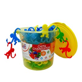 Mareta Bucket of Monkeys Classic Game, 100-pc Counting, Color Sorting, Linking, Motor Skills Toys for Kids