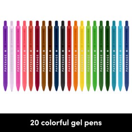 PAPERAGE Gel Pens With Retractable Medium Point (0.7mm), 20 Pack Colored Gel Pens, Assorted Colors, Smooth Writing Pens For Journals, Notebooks, Note Pads, Drawing, Office & School Supplies