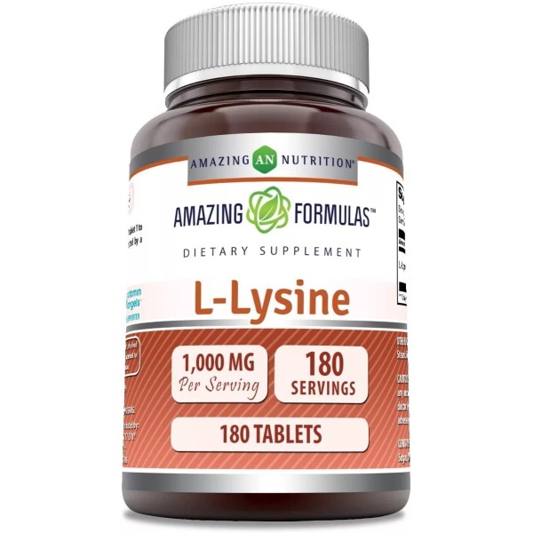 Amazing Nutrition L-lisina 1000 Mg 180 Tabletas Hecho En Usa Inmumnidad