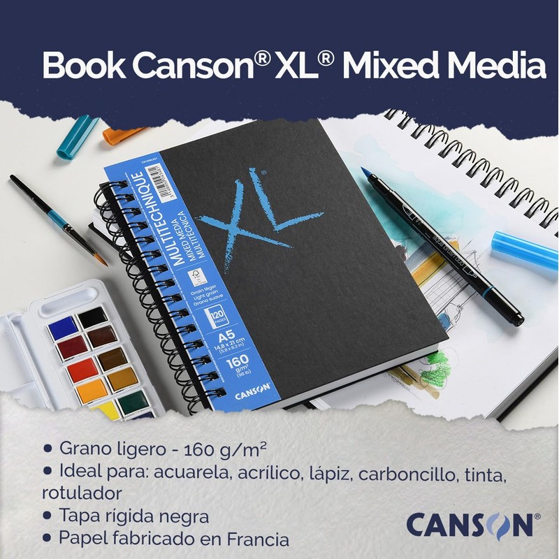 CANSON XL Textured Mixed Media Paper 160gsm A5 Medium Grit