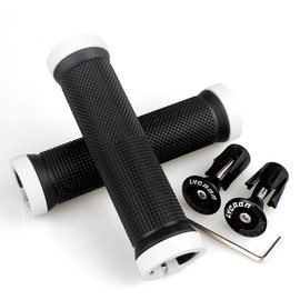 LYCAON Bike Handlebar Grips, Non-Slip Rubber Bicycle Handle with Aluminium Lock, Bike Handle for Scooter Cruiser Urban Bike Tricycle Wheel Chair Mountain Bike Road Bike MTB BMX (White)