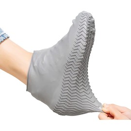 Unisex Waterproof Shoe Covers, Reusable, Slip-Resistant, Silicone Shoe Protectors Grery Large