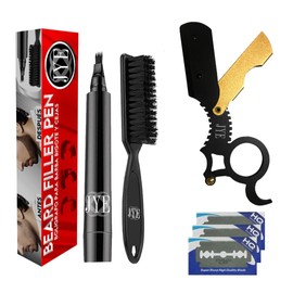 Plumón para relleno de Barba en Kit con Porta Navaja. Set completo para tu barba y bigote. Rellenador natural de barba color negro