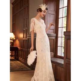 BABEYOND Flowery Multi-Layer Maxi Mermaid Bride Dress for Formal Occasions Womenswear Elegant Fabric Fit Polyester party maxi - Size: XL