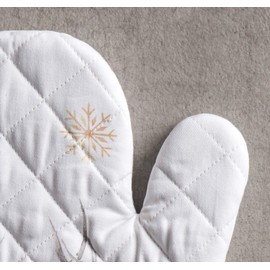 Maison d' Hermine Oven Mitt (7.5"x13") & Pot Holder (8"x8") 100% Cotton Kitchen Oven Mitt + Pot Holder Heat Resistant, Banquet, Barbeque, Deer in The Woods-Thanksgiving/Christmas