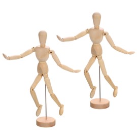 PATIKIL 12" Wooden Mannequin Figure, 2 Pcs Artist Drawing Manikin Model Flexible Movable Jointed Sketching Lay Figure for Painting Drawing Decoration