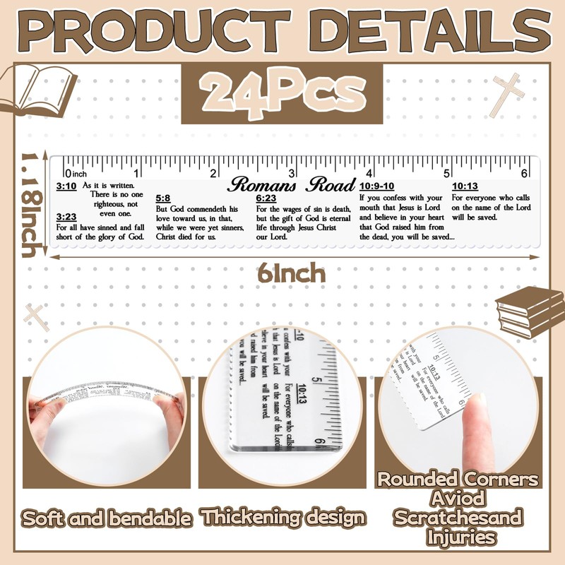 24 Pcs Clear Bible Verses Ruler with Scalloped Edge 6