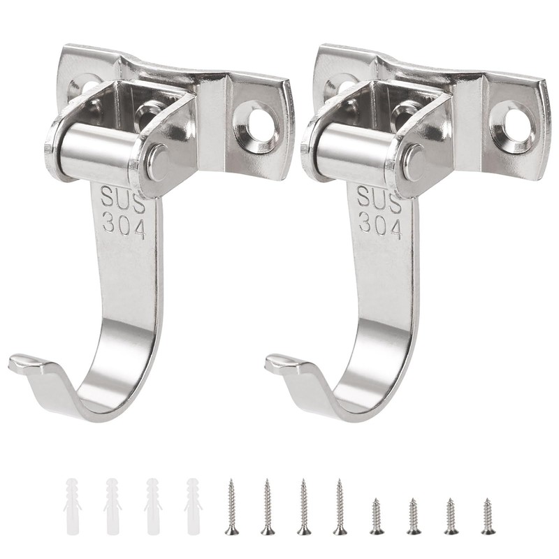 Handship 2Pcs 360° Rotatable Wall Hooks for Hanging, Stainless Steel
