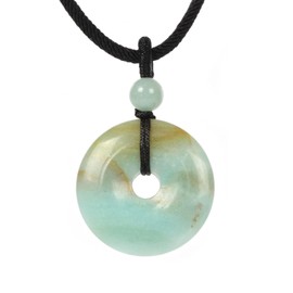 Justinstones - Collar con colgante de piedras preciosas naturales de 25 mm con abalorio de rosquilla de reiki y chakras, joyería hecha a mano, 22, Acero inoxidable, Cuarzo