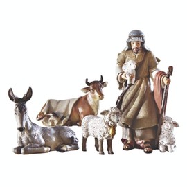 Needzo Nativity Sets for Christmas Indoor, Shepherd and his Animals Figurines, Holiday Home Decor Set of 4