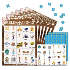 Bible Bingo Party Game Cards, Christian Nativity Bingo, Party Favor Decor for Christian Sunday Church, 24 Players for Kids Party Games Supplies, Classroom Family Activities-06