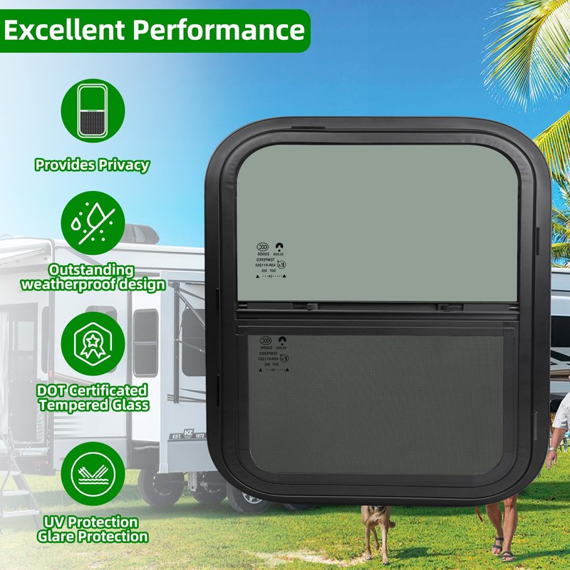 NOVINO RV Window for Trailer Camper,Vertical Sliding Replacement RV Window