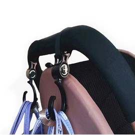 2 Pcs Walker Hook Hanging Multipurpose 360° Rotation Stroller Clip Diaper Bag Hanger for Walker Rollator Crutches Wheelchair Shopping Cart Car Back Seat Purses Bike Wheelchair Pushchair (Open)