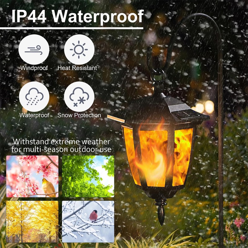 Dynaming 4 Pack Solar Flame Hanging Lights Outdoor, Halloween Solar