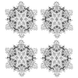 Heritage Lace Snowflake Doily, 12" Round, White, 4 Count