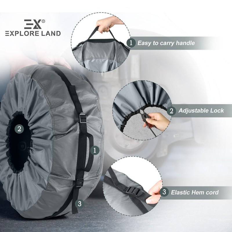 Explore Land Tire Cover with Handle 4P Fit Diameters 29''-31.75'',