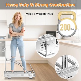 ANASTA Single Pull Out Trash Can Under Cabinet 7-13 Gal, Heavy Duty Under Sink Garbage Can, 50Qt Slide Out Waste Bin for 13" Wx 17" Hx 19" D Base Cabinet, Trash Bin Holder for Drawer/Counter, No Can