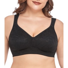 wirarpa Women's Bras Comfortable Ultimate Soft Wireless Full Coverage Non-Padded Plus Size Bra (Black, 36B)