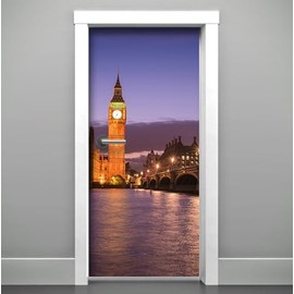 Windowpix DoorPix 32x80 Door Mural Wrap Luster Semi-Gloss Bubble Free House of Parliament London England - Peel and Stick - Easy-to-Clean, Durable