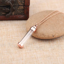 JSDDE Jewellery Set of 2 Memorial Pendant Necklaces with Locket for Ash, Hair, Flowers, with 61-cm Chain, Stainless Steel, Rose-Gold