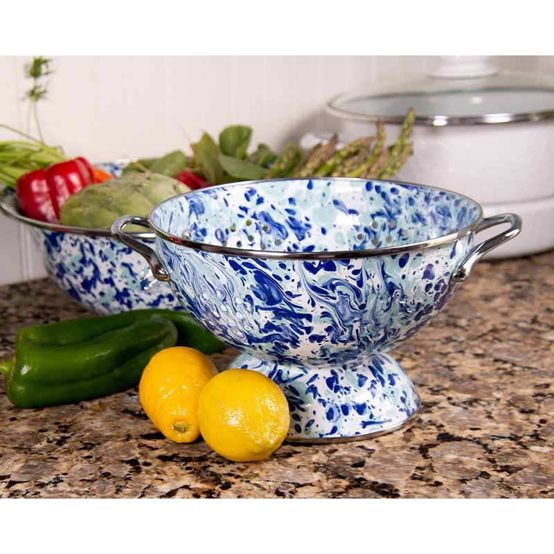 Golden Rabbit Enamelware - 3qt Colander (Ocean)