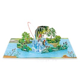 CUTPOPUP Fishing Birthday Card Pop Up, Fathers Day, 3D Popup Greeting Card, Birthday Card for Men, Husband, Dad, Granpa, Stepfather, Son (Fishing)