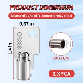 2Pack Coin Laundry Machine Key,GR888,Laundry Key, Replacement for Greenwald Industries,Washing Machine Money Box Lock Key