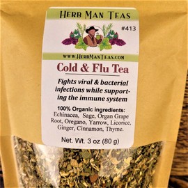 HERB MAN TEAS FLU COUGH COLD TEA proven to fight viral infections in the respiratory system
