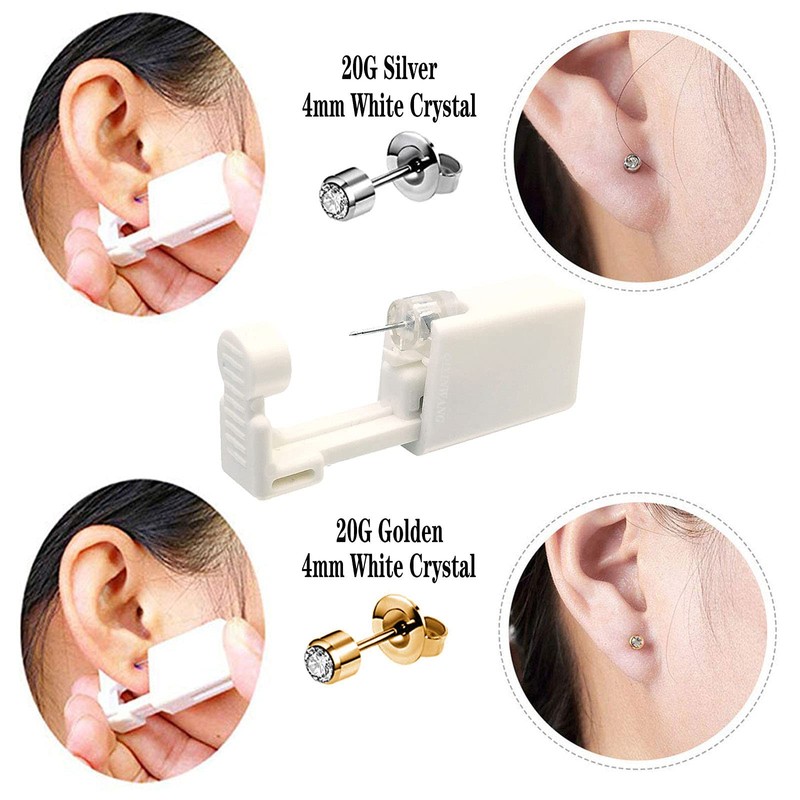 4 PCS Self Ear Piercing Gun Kit, Disposable Ear Piercing