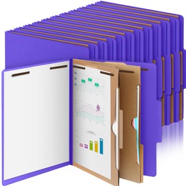Skyygemm 24 Pcs Pressboard Classification Folders with 2 Pocket Dividers,2 in Expansions Heavy Duty 2 Prong Fastener Employee File Folder for Standard Medical File,Document,Office Report (Purple)