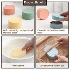 INCAUCA 4 Colors Soap Holder Travel Case, Round Travel Soap Dish, Portable Plastic Bar Soap Container for Traveling, Leak Proof Soap Box with Lid, Soap Saver Sponge Tray for Gym Outdoor (A)
