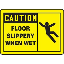 Accuform MSTF622XT Dura-Plastic Sign, Legend "Caution Floor Slippery When Wet", 7" Length x 10" Width x 0.060" Thickness, Black On Yellow, 7" Height, 10" Wide, 7" Length, Dura-Plastic, 7" x 10"