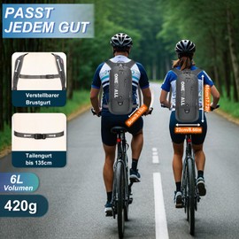 LOCAL LION Fahrradrucksack Skirucksack klein für Damen Herren 6L Ultraleicht wasserdicht zum Skifahren Radsport Camping