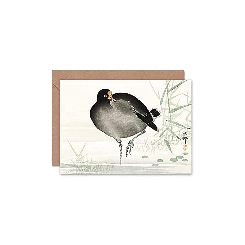 Wee Blue Coo Moorhen Bird Ohara Koson Greeting Card With