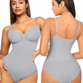 FeelinGirl Seamless Covered Bust Jumpsuit Thong Bodysuit Fit Comfort Slimming  Womenswear 1 Breathable Hip Tops Soft  Deals For You Days:_Panty-Grey_M/L