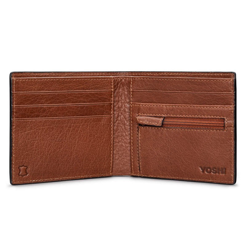 Yoshi Mod Target Men's Leather Wallet, Genuine Brown Leather Wallet,