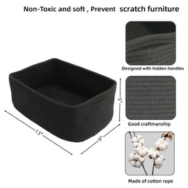 XUANGUO Small Woven Storage Baskets 13“X9”X5“ Decorative Rope Bins for Organizing Shelves, Closets, and Toys, Empty Gift Baskets, Cute Organizer Basket for Home and Office (blue, Large)