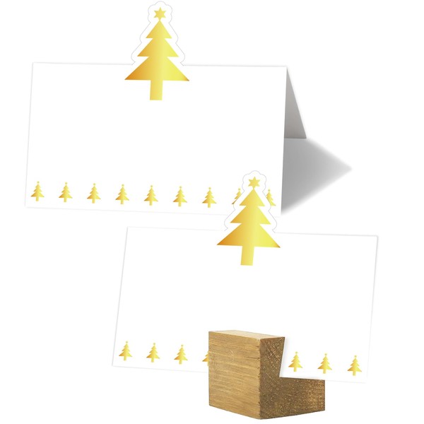 Whaline 100Pcs Christmas Place Cards 3.5 x 2 Inch Gold