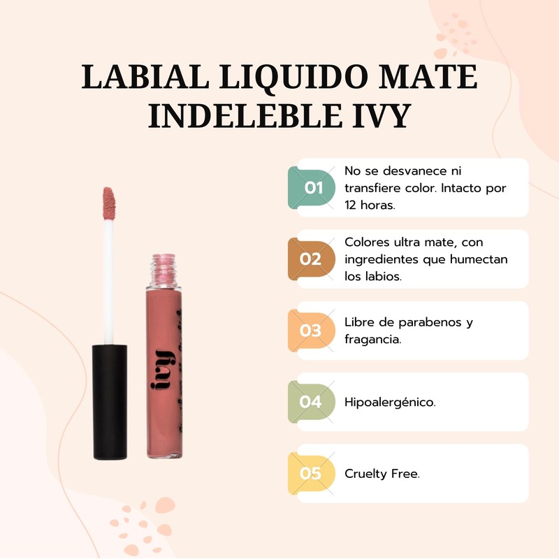 Labial Liquido Mate Indeleble IVY (807 Chic ink, 4.8g)