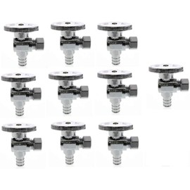 EZ-Fluid Heavy Duty Pex Valve 3/8"OD Comp. x 1/2"Pex Fittings 1/4Turn LF Brass Angle Stop Valve Water Shut Off Ball Valve Barb Crimp Ring Fits F1807 Pex Tubing Pipe,Used as Faucet,Toilet Valves(10Pcs)