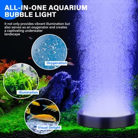 fishkeeper Aquarium Air Bubble Light, LED Fish Tank Bubbler Stone Disk with 11 Super Bright Lamp Beads, 16 Colors and 4 Modes Adjustable for Fish Tank Decoration Oxygenation